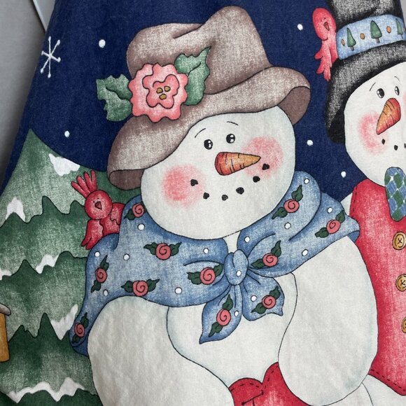 Holiday Apron Winter Christmas Snowman Country Twee Handmade Festive Cottage - Picture 7 of 11